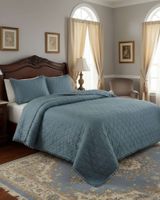 Cobertores de Verano-Primavera con Diseño de Pompon (plaza y media) azul