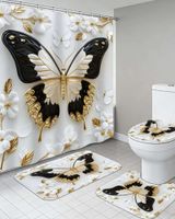 Juego 5 piezas con Cortina de baño de Tela Poliéster y  Forro de Ducha de Plástico J-20