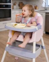 Silla de Comer Multifuncional para Bebé 2 en 1 Rosa