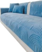 PACK DE 5 FUNDAS PARA SOFA CON DISEÑO DE CURVAS CELESTE