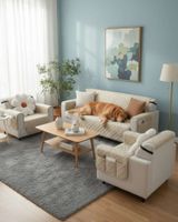 Juegos 3+1+1 de Cubre sillon reversibles con bolsas beige