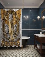 Cortina de Baño Tela Género + Forro Impermeable c34