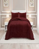 Cubrecama Plush con Chiporro de Invierno 2 Plazas burdeo