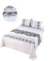 SET DE SABANAS DISEÑO ESTAMPADO 2 PLAZAS BLANCO