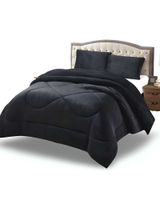 Cubrecama plush con chiporro Acolchado liso plaza y media negro