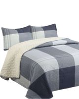 Cubrecama Quilt con sherpa plaza y media gris 180 x 230 cm J4