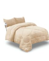 COBERTOR ELEGANTE DE INVIERNO UNICOLOR PLUSH CON CHIPORRO PLAZA Y MEDIA S53