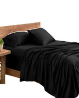 JUEGO DE SABANA PLAZA Y MEDIA 200 HILOS NEGRO