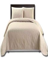 CUBRECAMA ELEGANTE  QUILT VERANO PLAZA Y MEDIA BEIGE