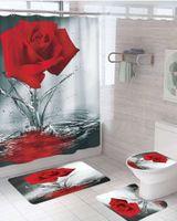 Juego 5 piezas con Cortina de baño de Tela Poliéster y  Forro de Ducha de Plástico J-14