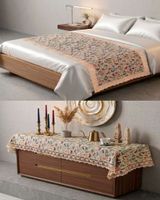 Piecera de Cama Estilo Bohemio con Encaje - Multiuso 80x200 cm m1