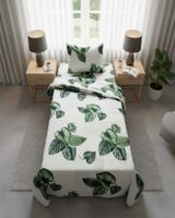 Juego de Sábanas plaza y media Adulto hojas verdes