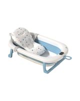 BAÑERA TINA BEBE PLEGABLE PLEGABLE CON TERMOMETRO Y COJÍN AZUL