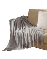 Mantas para sofas camas u oficinas con Flecos 127x152 cm Gris