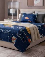 JUEGO DE CUBRECAMA MAS SABANA NIÑO INFANTIL PLAZA Y MEDIA ASTRONAUTA