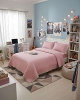 CUBRECAMAS QUILT BORDADOS 2 PLAZA EXTRA SUAVE ROSA