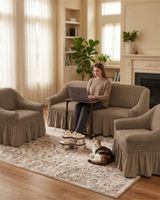 Juego de Fundas Cubre Sillon Turcas 3-1-1 con Textura de Burbuja m3