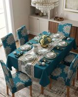 Juego De Mantel Antimanchas 140x220 + 6 Fundas De Silla 03