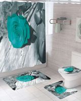 Juego 5 piezas con Cortina de baño de Tela Poliéster y  Forro de Ducha de Plástico J-23