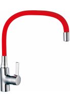 LLAVE MONOMANDO TAUMM LAVAPLATO CUELLO FLEXIBLE ROJO