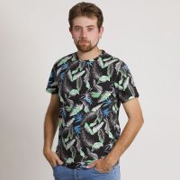 POLERA HOMBRE HAWAIANA MANGA CORTA NEGRA
