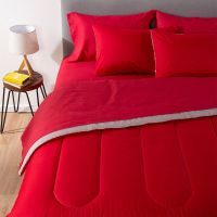 PLUMON BICOLOR ARTHOME ROJO GRIS 1.5 PLAZAS