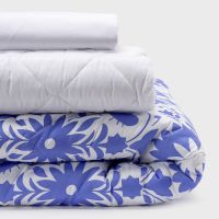 COMBO 43 PLUMON MEXICO REVERSIBLE AZUL 2 PLAZAS