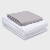 COMBO SABANA GRIS + CUBRECOLCHON KING