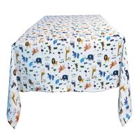 Mantel Cuadrado animalitos fondo blanco 150 cm x 150 cm