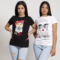 PACK 2 POLERAS MC ESTAMPADA LENTES Y GATITA