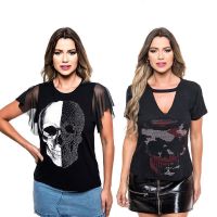 Pack 2 Poleras, Choker y Manga Corta Rock Caviar 21