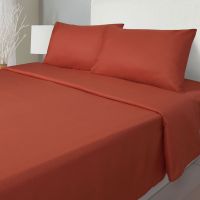 JUEGO DE SABANAS ARTHOME 2 PLAZAS TERRACOTA CON RELIEVE - MICROFIBRA 80G