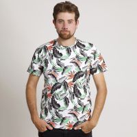 POLERA HOMBRE HAWAIANA MANGA CORTA BLANCA