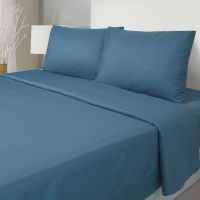 JUEGO DE SABANAS ARTHOME 1.5 PLAZA AZUL CON RELIEVE - MICROFIBRA 80G