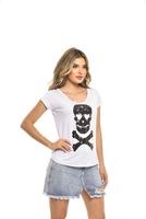 POLERA MC LENTEJUELA POISON SKULL WHITE RC-7