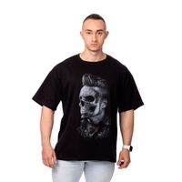 POLERA HOMBRE OVERSIZE ESTAMPADO BARBER NEGRO SIGEL
