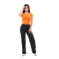POLERA MUJER CUELLO REDONDO MANGA CORTA NARANJA