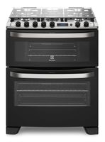 Cocina a Gas 5 Platos Doble Horno Timer Digital 76DBA Negra