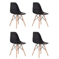 Set 4 Silla Eames Dsw Clasica Negra