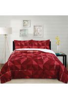 Cubrecama Ruffle Sherpa Patch Rojo King