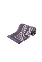 Frazada Termica Borde Satinado Flores 1.5P Café