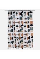 Cortina de Baño Estampada C/Forro Diseño Formas 180X180Cm