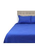 Cubrecama Prewash Cuadros Bordado 2 Plazas Morado