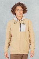 Poleron Full Zipper Fleece Suqare  Beige Overcore