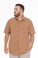 Plus Camisa Camisa Textura Mont Café