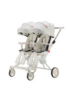 Coche Doble con Mesita de Comer Reclinable Blanco LuBabycas