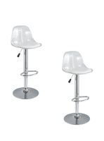 Pack 2 Sillas Piso Bar Blancas Altura Regulable Con Respaldo