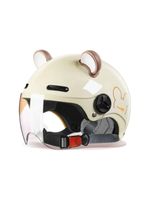 Casco Bicicleta Regulable Con Mica Para Niños Crema