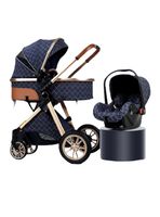 Coche Deluxe Con Silla Nido Y Accesorios Azul Lubabycas
