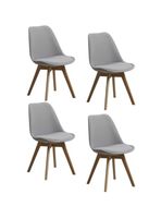 Set 4 Sillas De Comedor De Tela Madera Gris Fabric LuBabycas